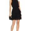 Sleeveless Mock Neck Ruffle Dress Rich Black -Fashion Women's Clothing Store 1STR WD244 V1