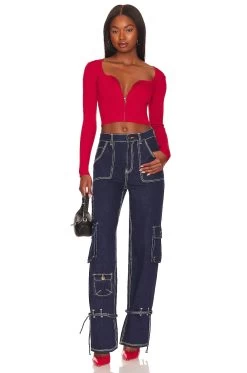 Victoria Bustier Crop Top Red -Fashion Women's Clothing Store AAYR WS119 V4