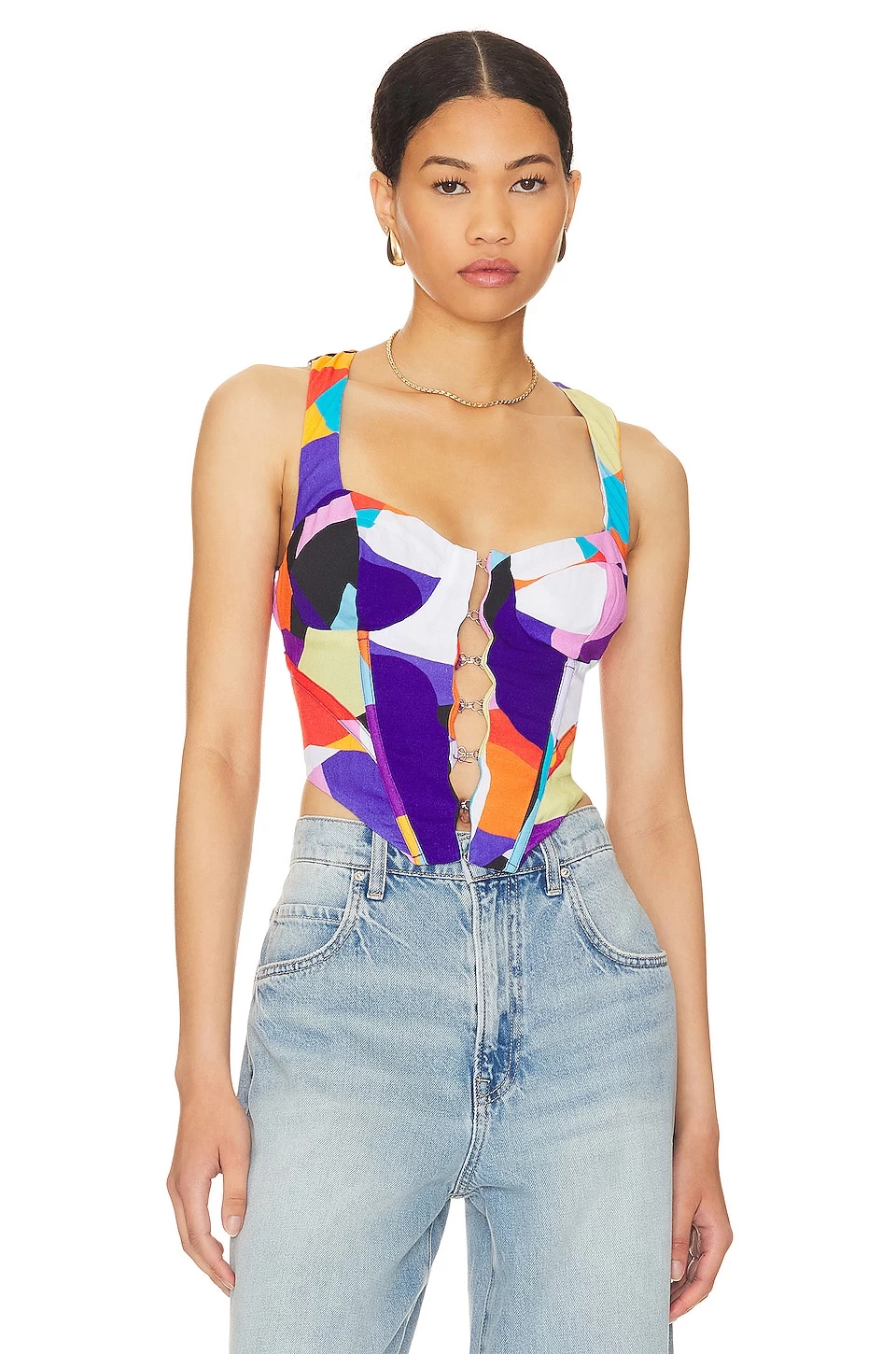 Delilah Corset Top Abstract Color Block 3 Delilah Corset Top Abstract Color Block