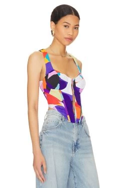 Delilah Corset Top Abstract Color Block 7 Delilah Corset Top Abstract Color Block -Fashion Women's Clothing Store AFFM WS288 V2