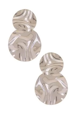 Fluid Double Disc Earring Silver
