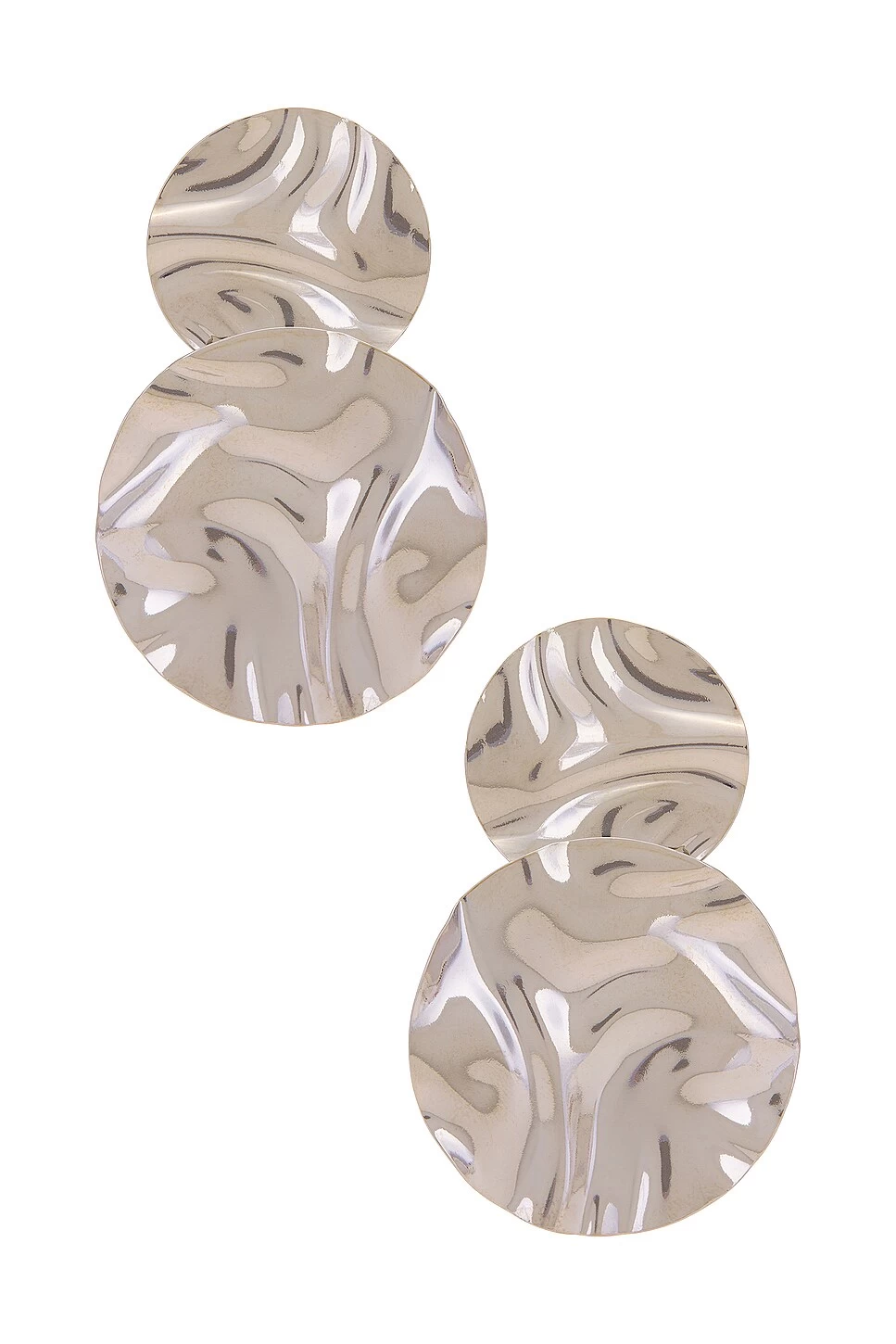 Fluid Double Disc Earring Silver 3 Fluid Double Disc Earring Silver