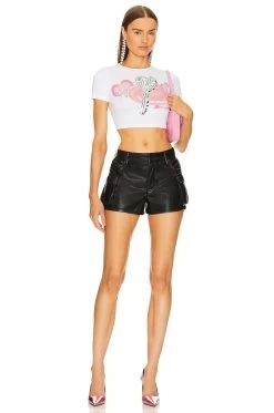 Alice + Olivia Cay Faux Leather Cargo Short Black -Fashion Women's Clothing Store ALI WF185 V4