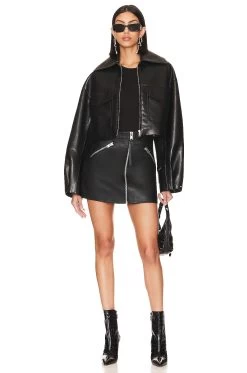 AllSaints Piper Faux Skirt Black -Fashion Women's Clothing Store ALLR WQ16 V4