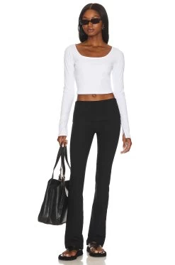 Alosoft Low Rise Foldover Bootcut Legging Black -Fashion Women's Clothing Store ALOR WP212 V4