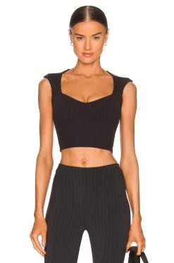 Ribbed Sweetheart Top Black