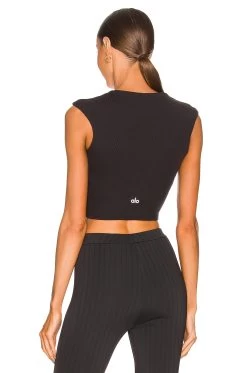 Ribbed Sweetheart Top Black -Fashion Women's Clothing Store ALOR WS132 V3