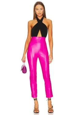 X REVOLVE Romana Pants Hot Pink Leather 12 X REVOLVE Romana Pants Hot Pink Leather -Fashion Women's Clothing Store AMAN WP96 V4
