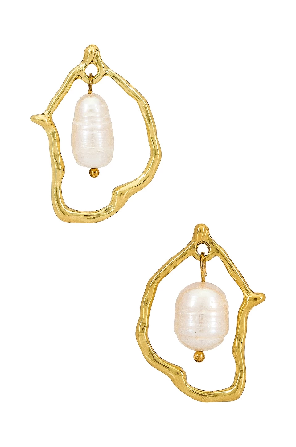 Pearl Dangle Earring Gold 3 Pearl Dangle Earring Gold