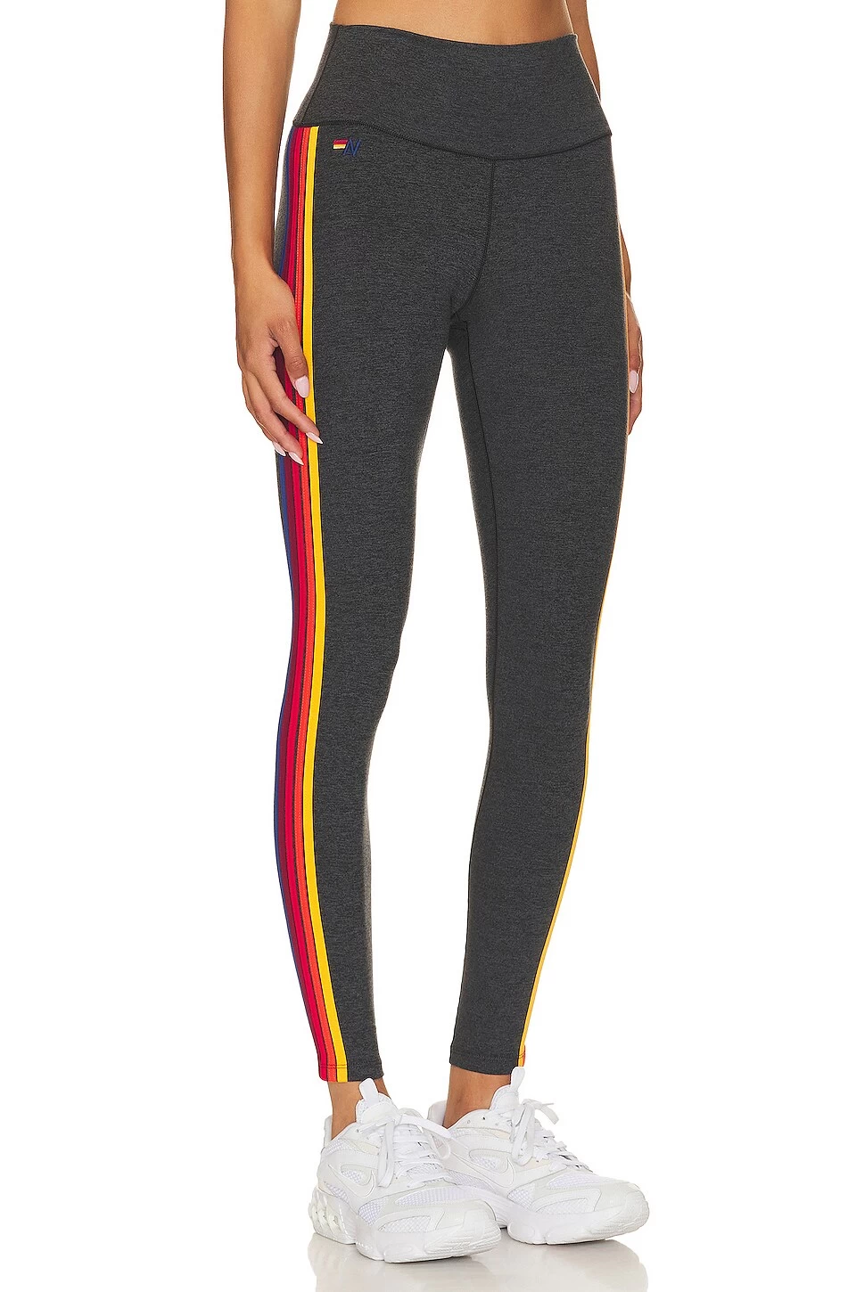 5 Stripe Rainbow Full Length Hi Rise Legging Charcoal 4 5 Stripe Rainbow Full Length Hi Rise Legging Charcoal - Image 2
