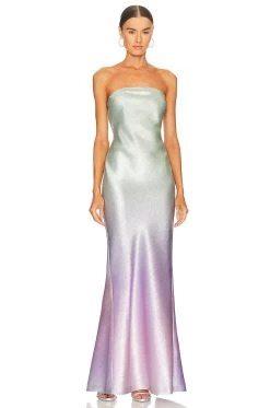 Eva Ombre Bias Strapless Dress Multi Ombre