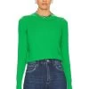 Cropped Reversed Seams Crewneck Kelly -Fashion Women's Clothing Store AUTU WK920 V1