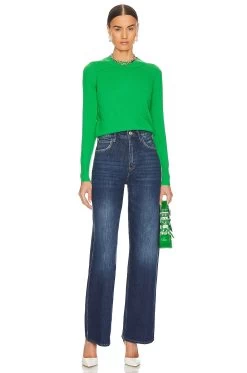 Cropped Reversed Seams Crewneck Kelly -Fashion Women's Clothing Store AUTU WK920 V4