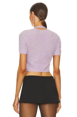 ALEXANDER WANG Twinset Halter Cardigan Pullover Lavender Frost -Fashion Women's Clothing Store AWAR WK9 V3