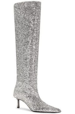 ALEXANDER WANG Viola 65 Slouch Boot Silver -Fashion Women's Clothing Store AWAR WZ102 V2