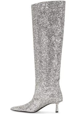 ALEXANDER WANG Viola 65 Slouch Boot Silver -Fashion Women's Clothing Store AWAR WZ102 V5