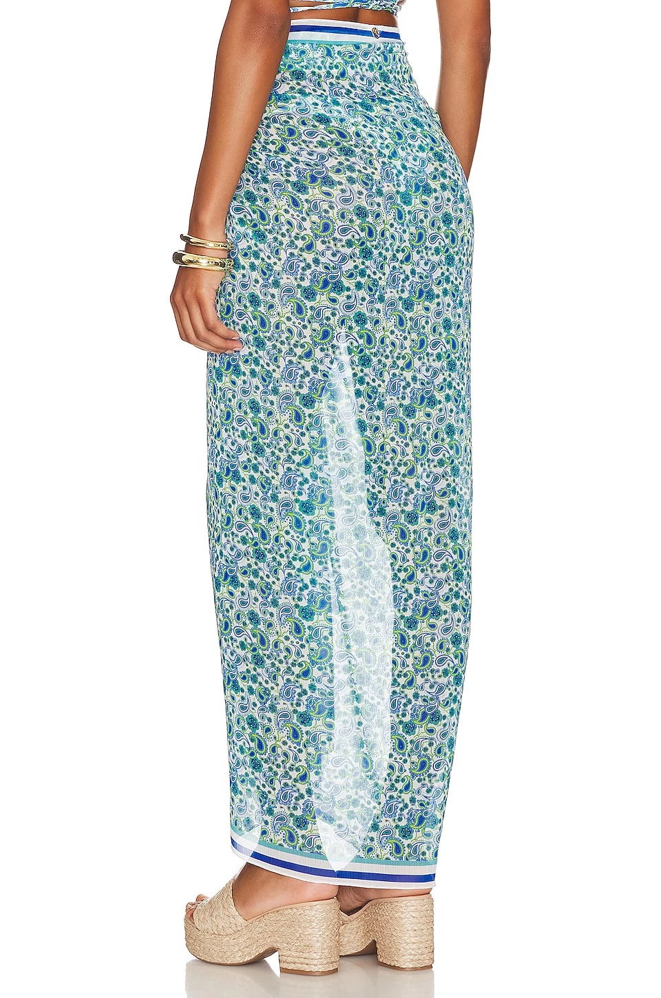 Long Sarong Light Blue Paisley 6 Long Sarong Light Blue Paisley - Image 4