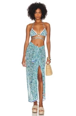 Long Sarong Light Blue Paisley 11 Long Sarong Light Blue Paisley -Fashion Women's Clothing Store BANH WQ19 V5