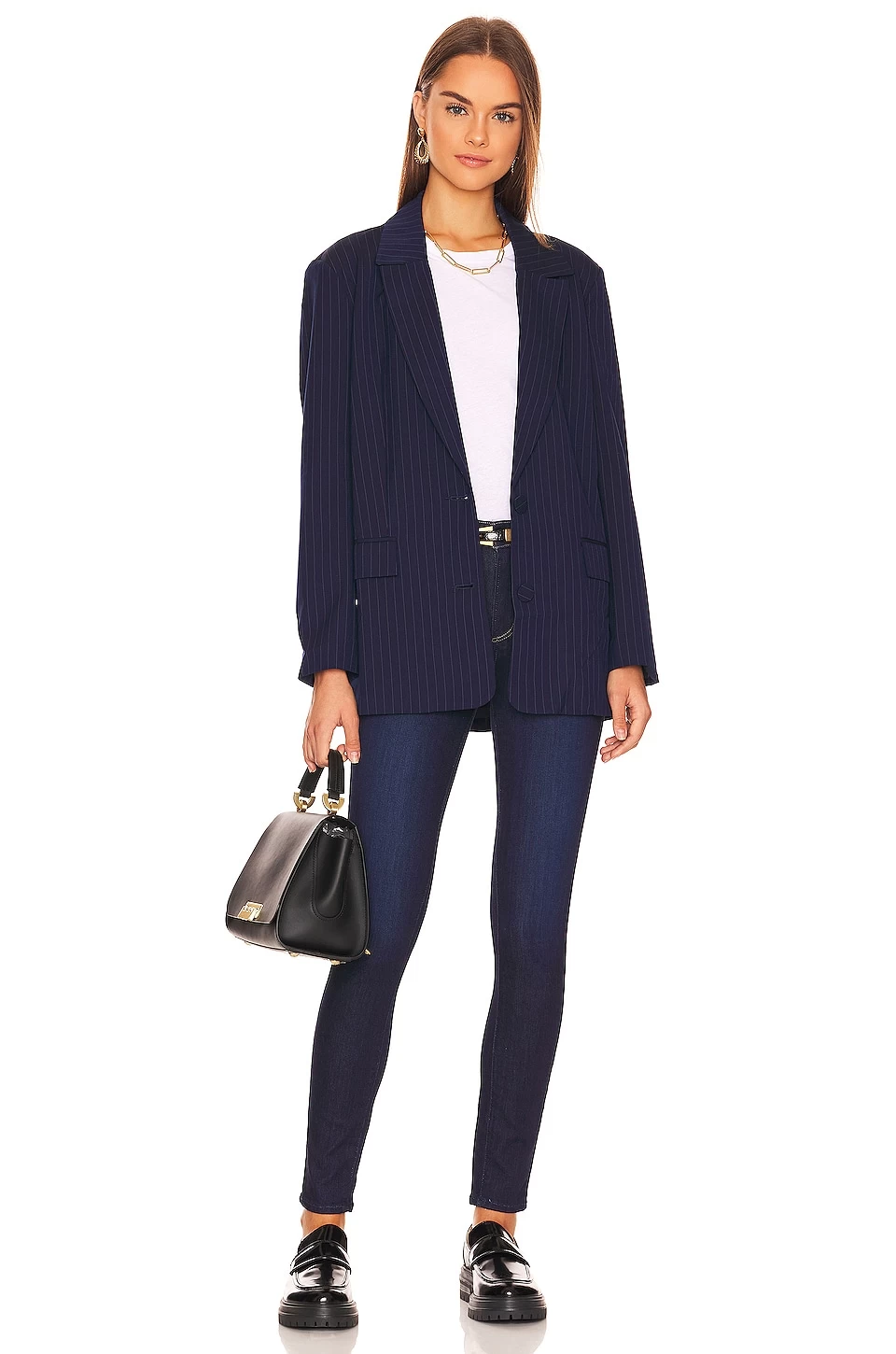 Bardot Pin Stripe Blazer Navy Stripe 7 Bardot Pin Stripe Blazer Navy Stripe - Image 5