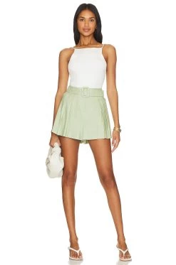 BCBGMAXAZRIA Linen Short Smoke Green -Fashion Women's Clothing Store BCB WF40 V4