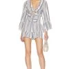BCBGeneration Tie Front Romper Blue Grey -Fashion Women's Clothing Store BGEN WR178 V1