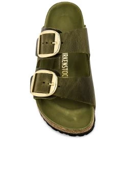 Birkenstock Arizona Big Buckle Sandal Green Olive Oiled Leather -Fashion Women's Clothing Store BIRR WZ142 V4