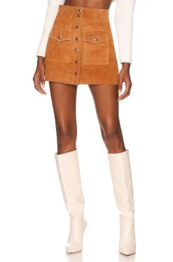 Front Button Mini Skirt French Toast