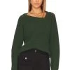 Asymmetric Neck Sweater Hunter Green