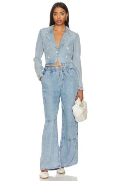 Noa Cropped Blazer Blue -Fashion Women's Clothing Store CENT WO205 V4