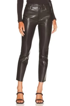 CITIZENS OF HUMANITY Jolene High Rise Vintage Slim Recycled Leather Black -Fashion Women's Clothing Store CITI WP116 V1