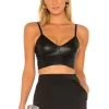 Commando Faux Leather Longline Bralette Black -Fashion Women's Clothing Store CMAN WI243 V1