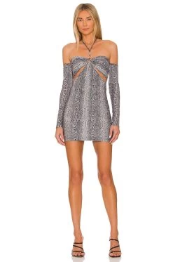 Camila Coelho Enia Mini Dress Gray Snake