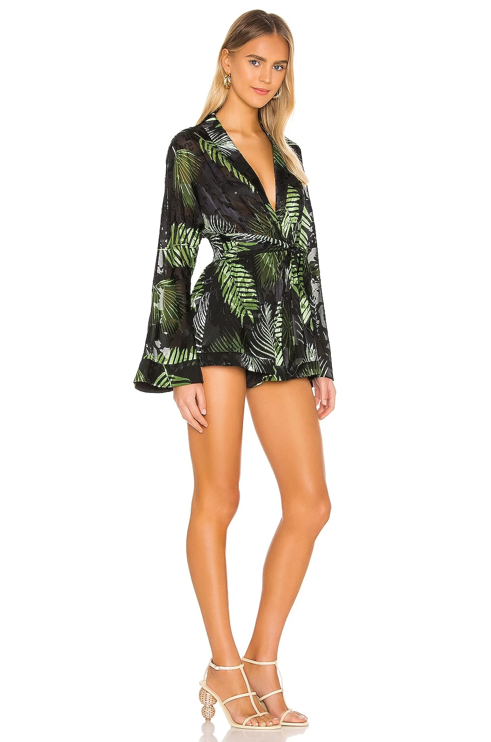 Camila Coelho Amelia Romper Black Palm 4 Camila Coelho Amelia Romper Black Palm - Image 2