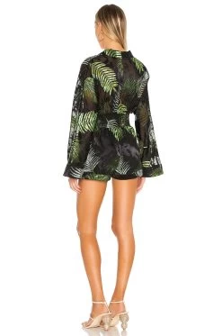 Camila Coelho Amelia Romper Black Palm 8 Camila Coelho Amelia Romper Black Palm -Fashion Women's Clothing Store COEL WR5 V3