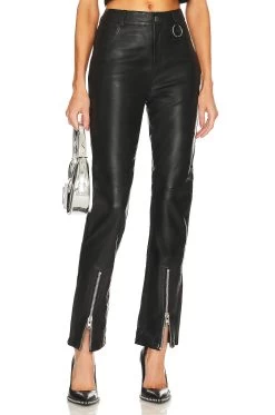 Phoenix Zip Leather Pant Black