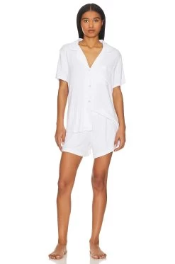 Eberjey Gisele Relaxed Short PJ Set White