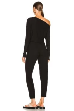 Peached Jersey Slouch Jumpsuit Black 7 Peached Jersey Slouch Jumpsuit Black -Fashion Women's Clothing Store ENZA WC22 V3