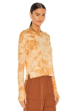 Silk Rib Loose Long Sleeve Crew Tee Golden Ionic 7 Silk Rib Loose Long Sleeve Crew Tee Golden Ionic -Fashion Women's Clothing Store ENZA WS901 V2