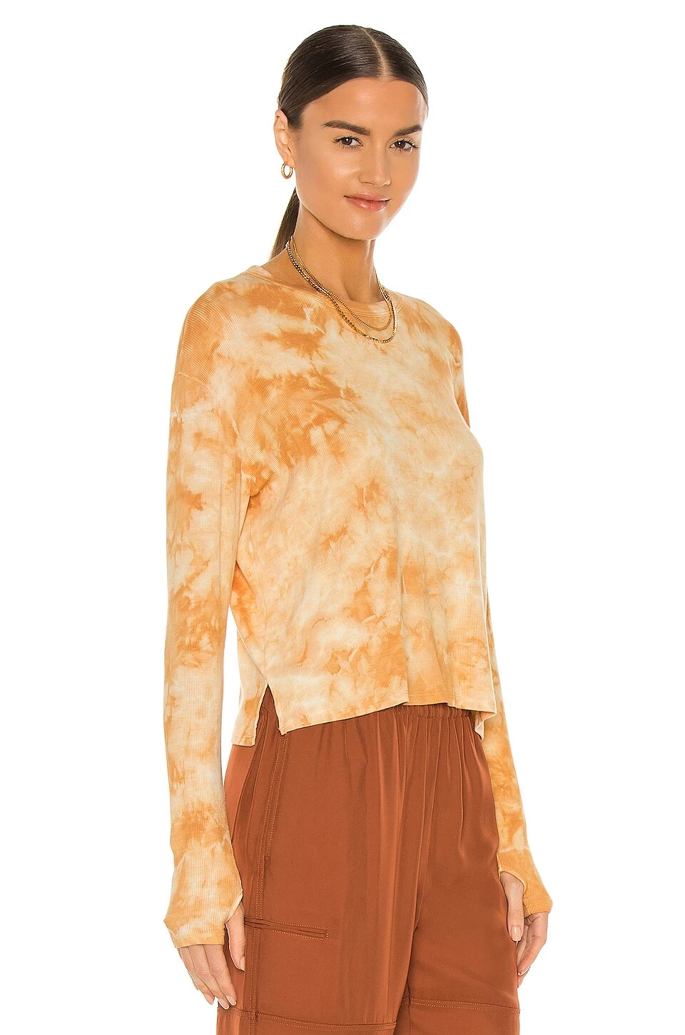 Silk Rib Loose Long Sleeve Crew Tee Golden Ionic 4 Silk Rib Loose Long Sleeve Crew Tee Golden Ionic - Image 2