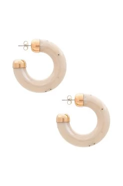 Stone Hoop Earring Beige Resin