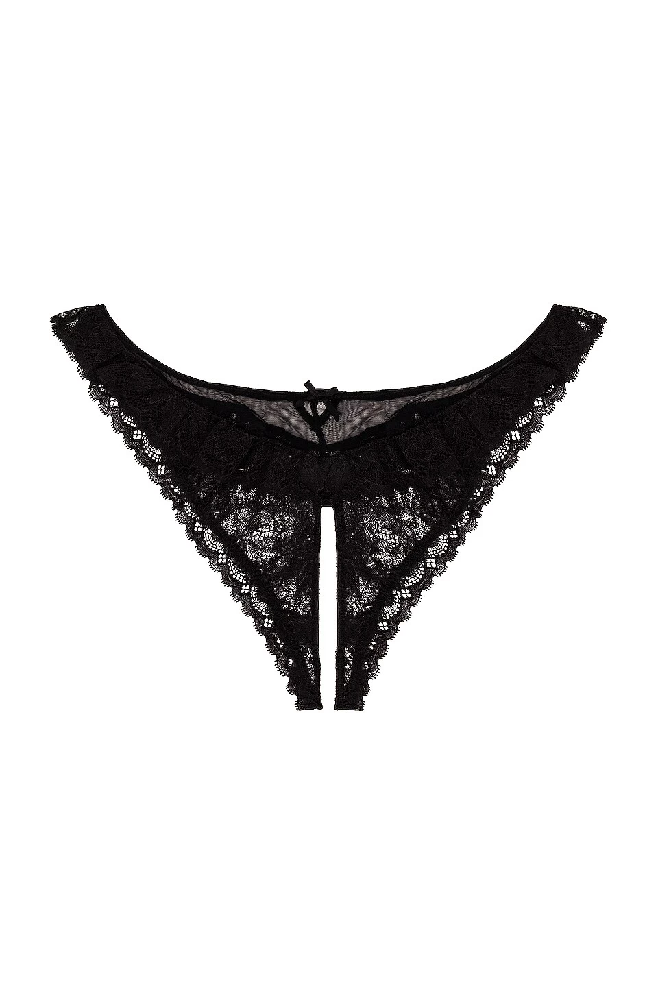 Fleur Du Mal Ruffle Crotchless Cheeky Thong Black 3 Fleur Du Mal Ruffle Crotchless Cheeky Thong Black