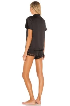 Victoria Charmeuse Notch Short Set Black 11 Victoria Charmeuse Notch Short Set Black -Fashion Women's Clothing Store FLNR WI154 V3