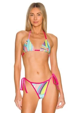Frankies Bikinis Phillipa Shine Bikini Top Rainbow Swirl