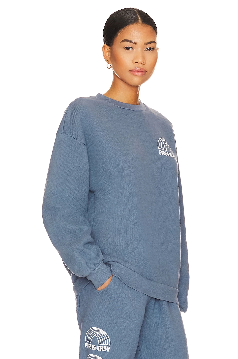 Rainbow Heavy Fleece Sweatshirt Worn Indigo 4 Rainbow Heavy Fleece Sweatshirt Worn Indigo - Image 2