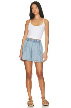 FREE PEOPLE Get Free Chambray Short Lady Liberty -Fashion Women's Clothing Store FREE WF279 V4