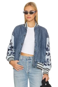 FREE PEOPLE Team Spirit Jacket Stone Blue