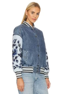 FREE PEOPLE Team Spirit Jacket Stone Blue 9 FREE PEOPLE Team Spirit Jacket Stone Blue -Fashion Women's Clothing Store FREE WO767 V3