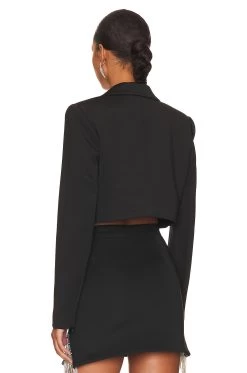 GOOD AMERICAN Shiny Scuba Cropped Blazer Black001 14 GOOD AMERICAN Shiny Scuba Cropped Blazer Black001 -Fashion Women's Clothing Store GAME WO11 V5