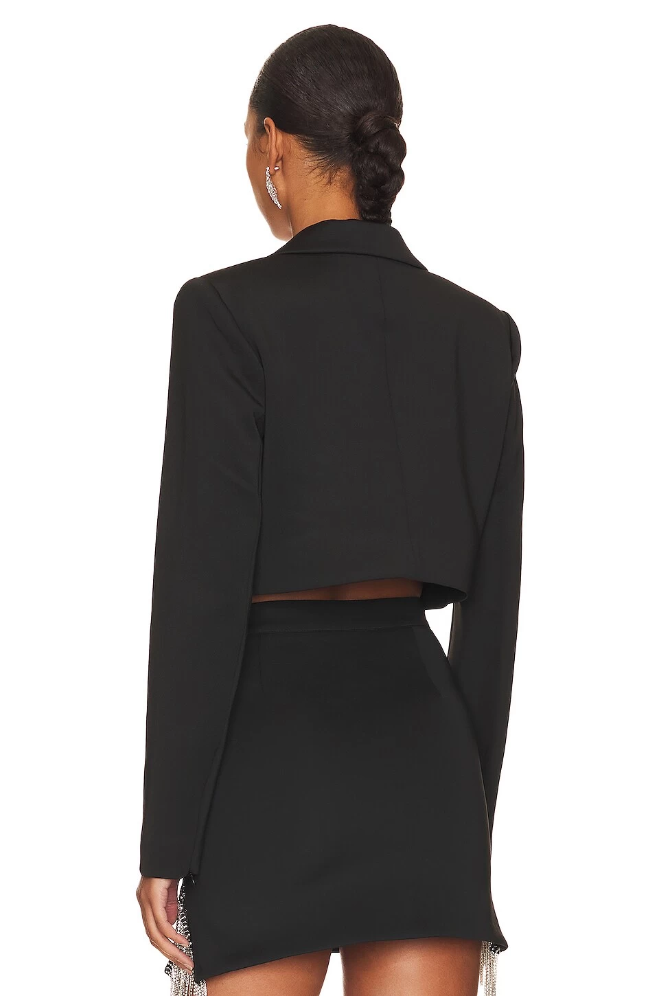 GOOD AMERICAN Shiny Scuba Cropped Blazer Black001 7 GOOD AMERICAN Shiny Scuba Cropped Blazer Black001 - Image 5