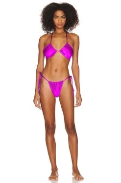 GOOD AMERICAN Ruched Halter Top Bright Orchid001 -Fashion Women's Clothing Store GAME WX55 V7